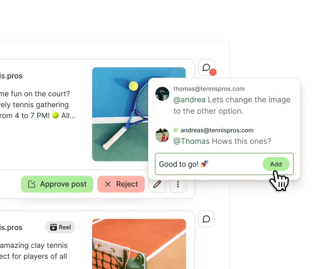 Approve or reject team drafts with inline comments before publish