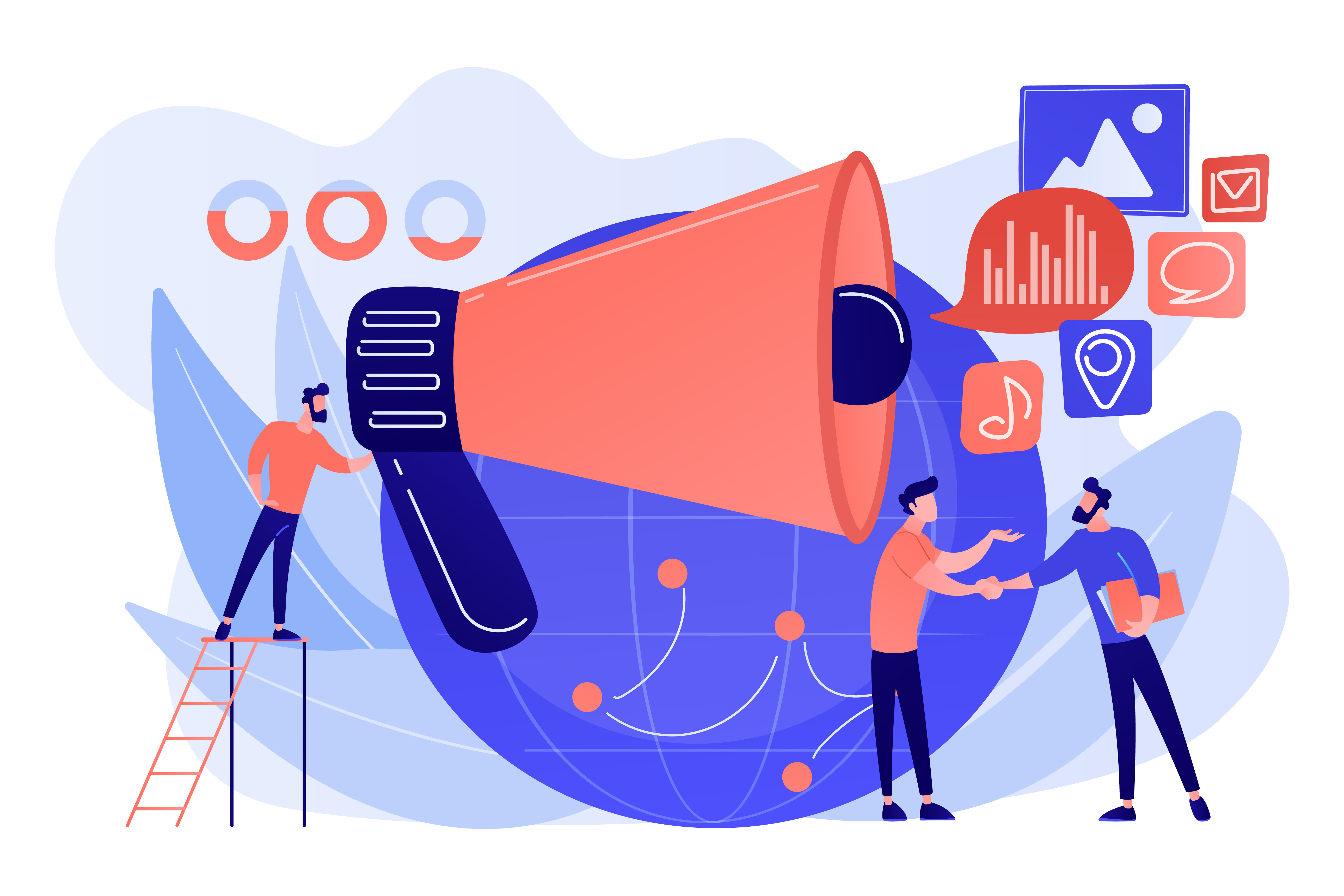 Marketing communication strategy and clear brand messaging illustration