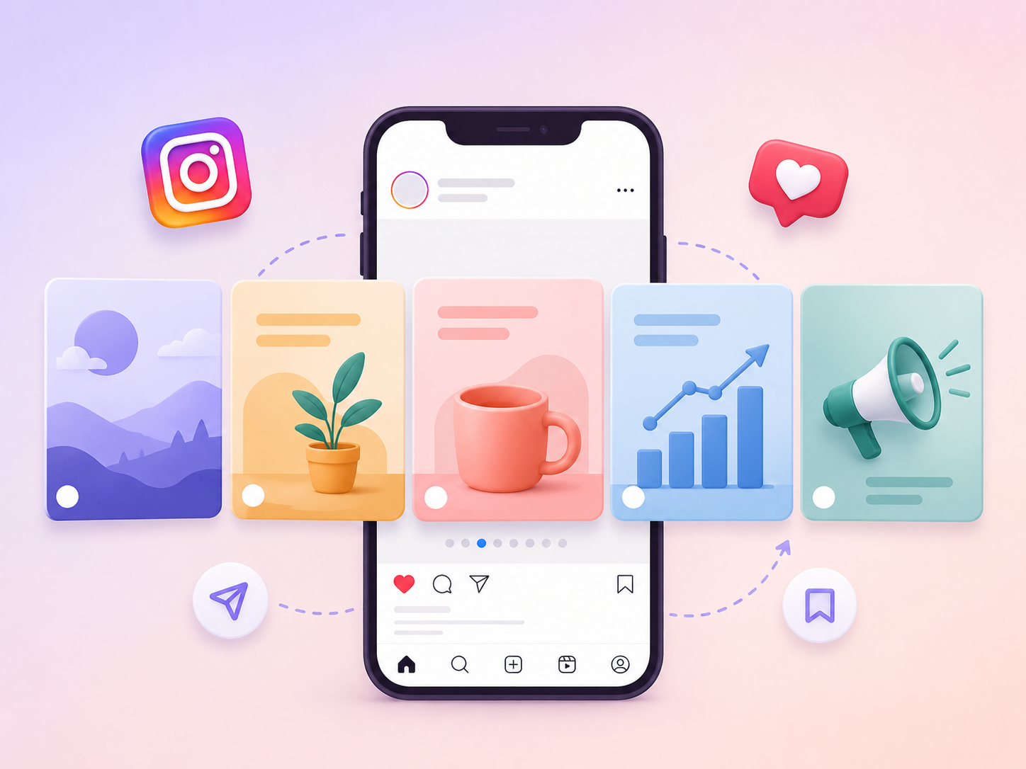 Swipeable Instagram carousel layout with multiple education slides