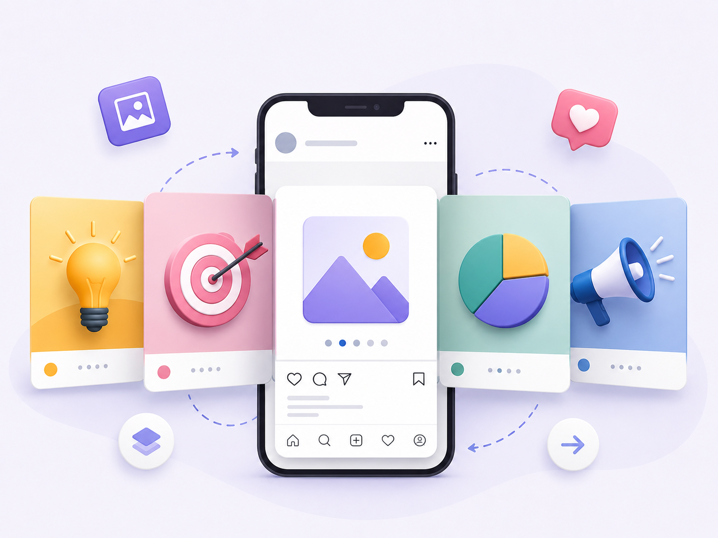 Five carousel layout examples for D2C Instagram feed content